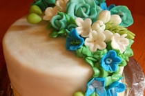 Tort cu flori turcoaz/Turquoise flower cake
